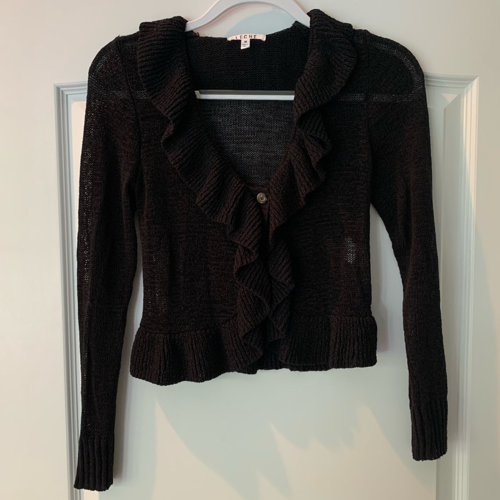 Leche Ruffled Open-Knit Cardigan - Picture 4 of 7